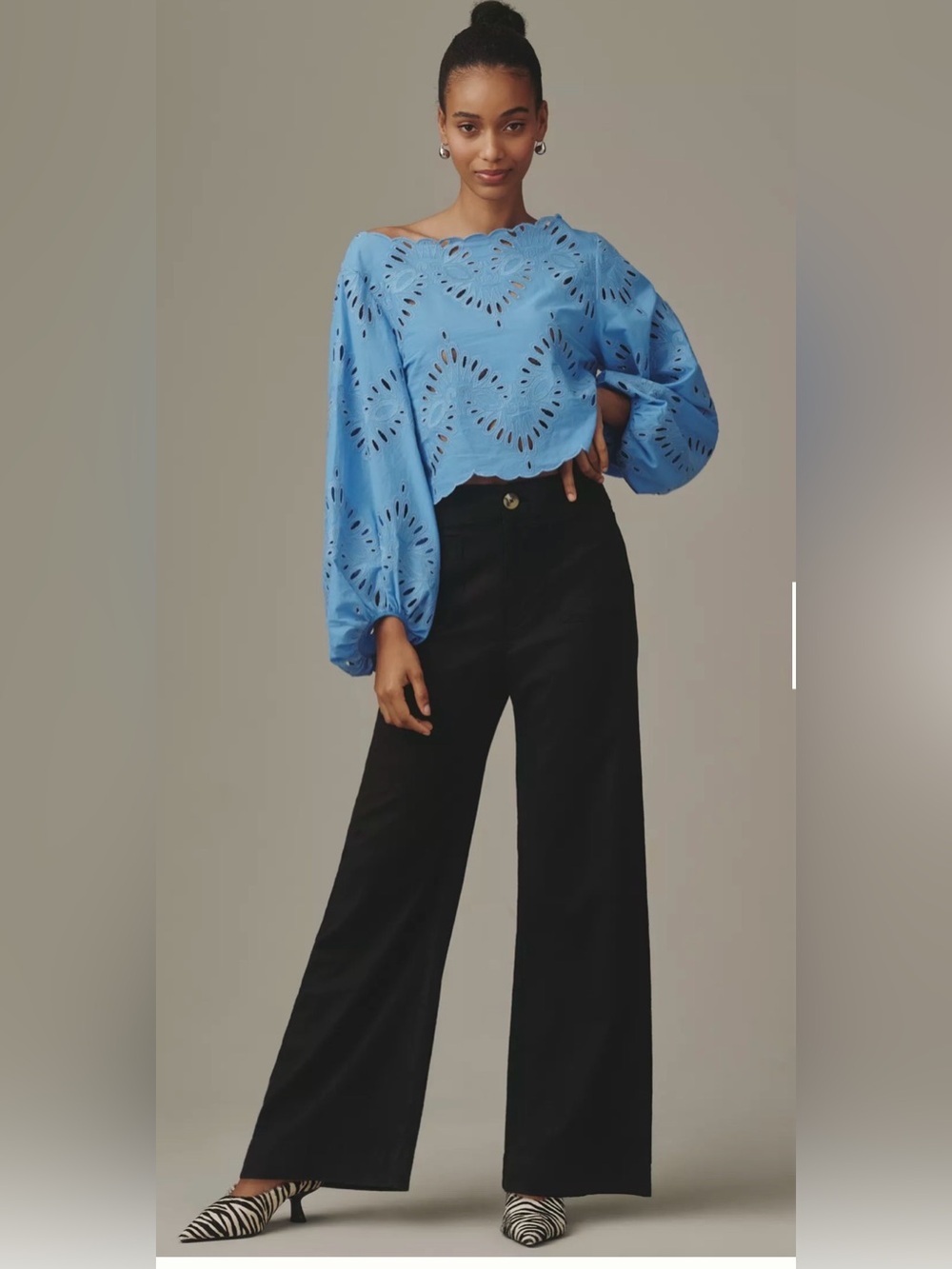Maeve by Anthropologie Colette Linen Stretch High-Rise Wide-Leg Pants Black